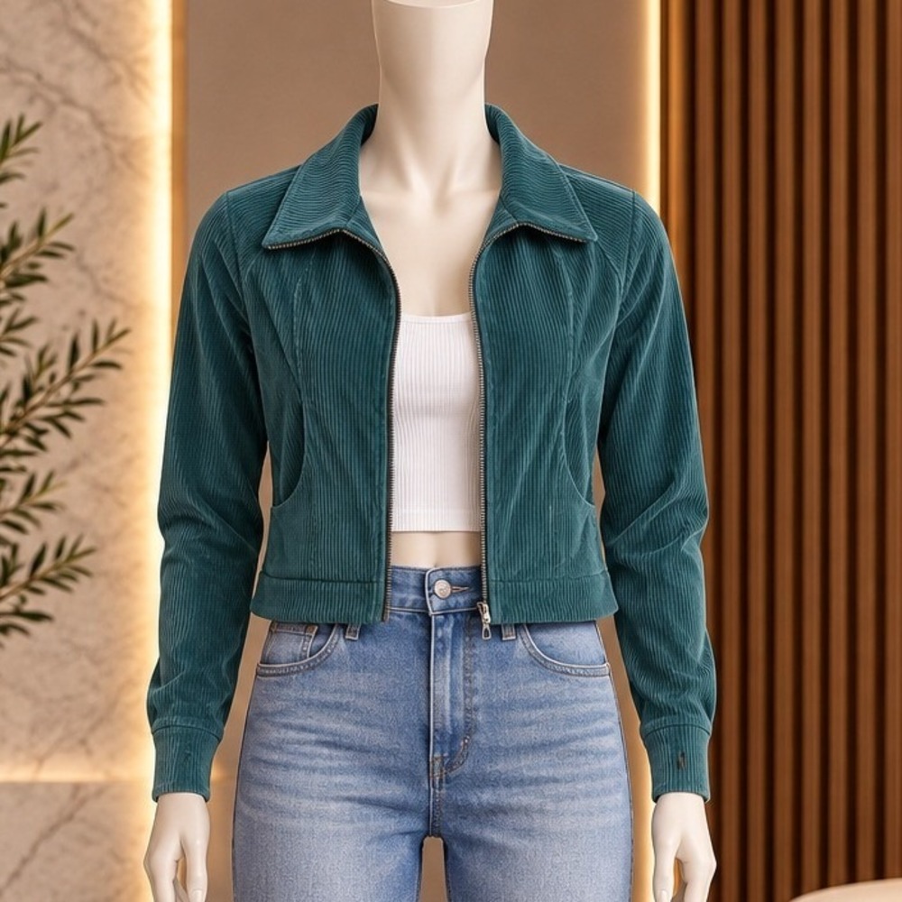 Lululemon Womens Define Jacket Corduroy Ribbed Full Zip Green Size 6
